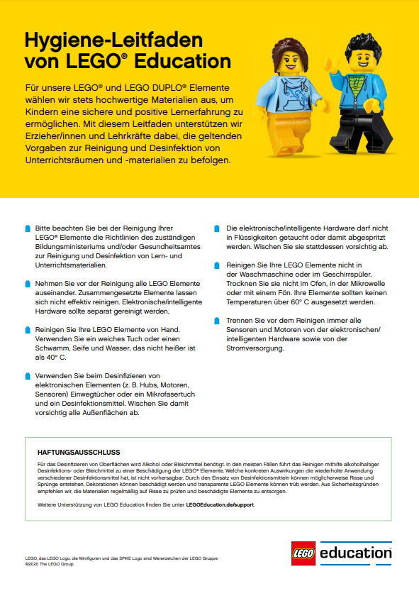 lego education Hygiene Leitfaden